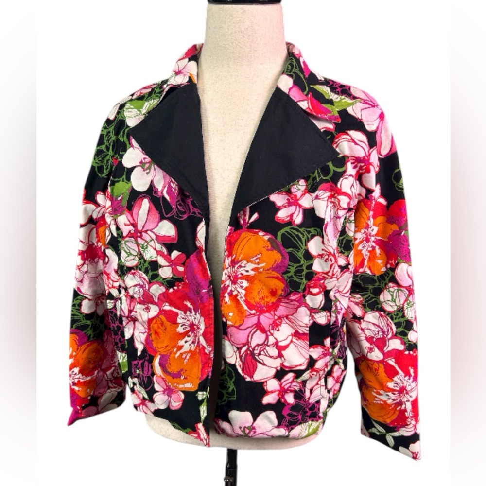 Victor Costa Occassion Floral Print Open-Front Jacket Size X-Large